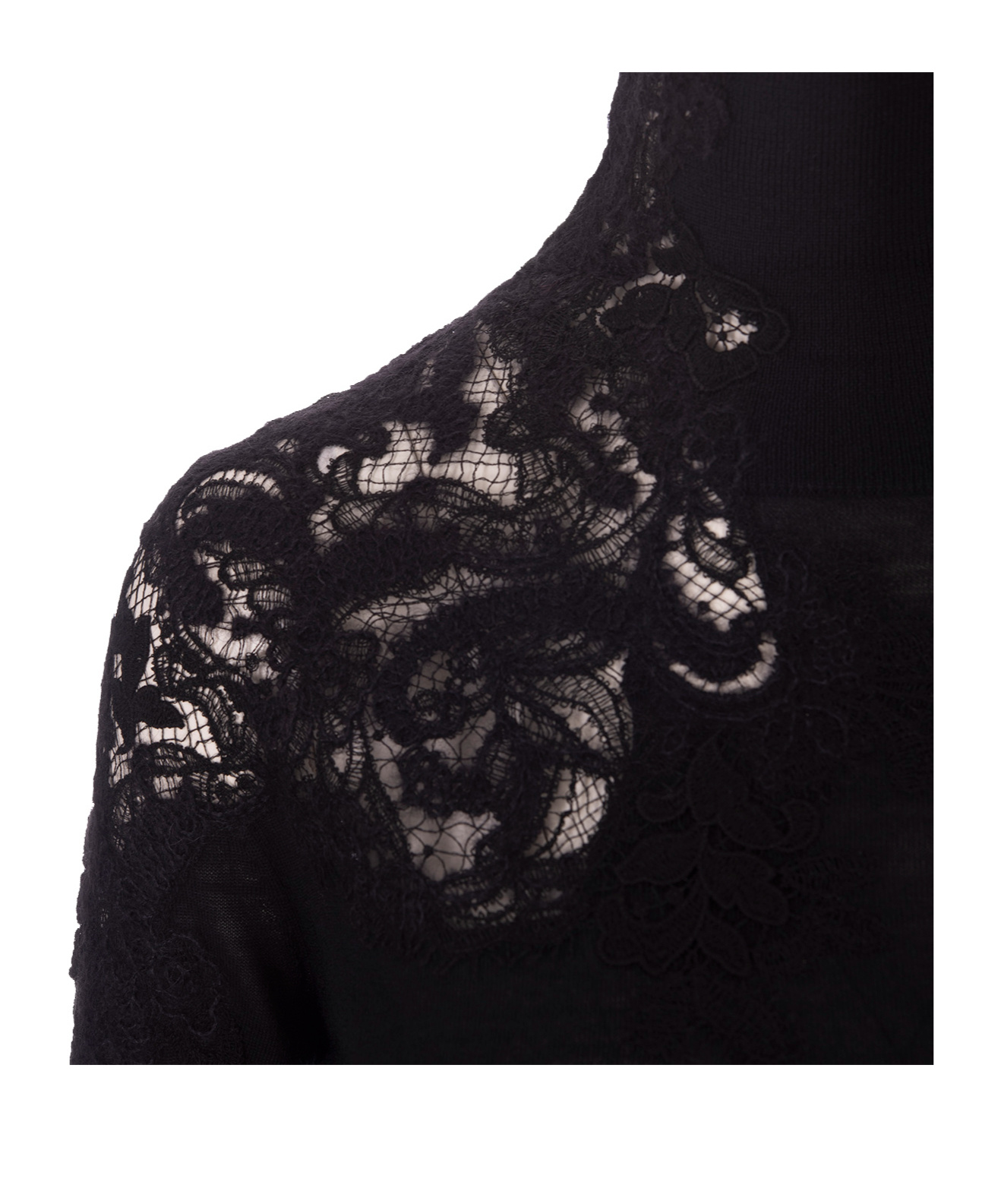 Ermanno Scervino Lace Turtleneck Sweater In Black