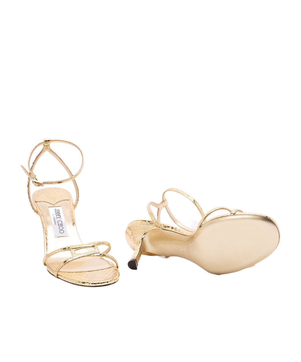 Jimmy Choo 1998 Leo 65 Metallic Leather Sandals In Gold