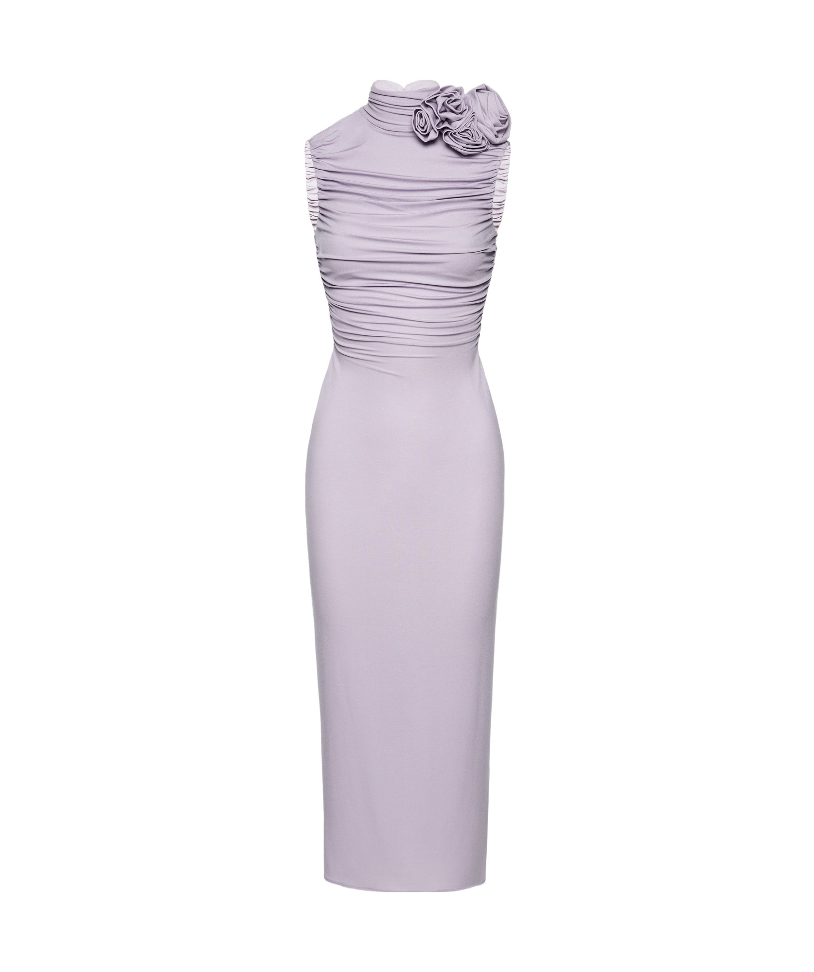 Magda Butrym Magda Burtym Ruched Mock Neck Midi Dress In Purple