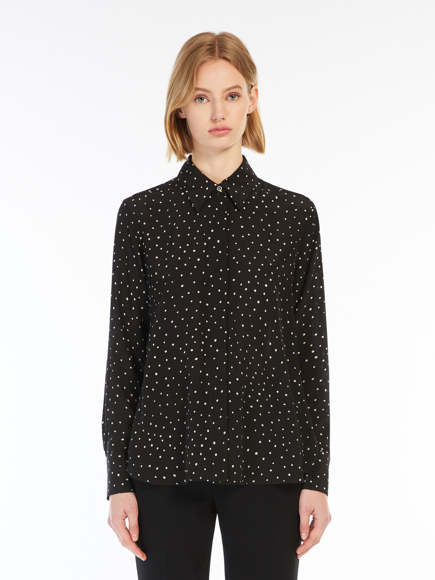 Max Mara Studio Pagine Silk Printed Skirt In Black