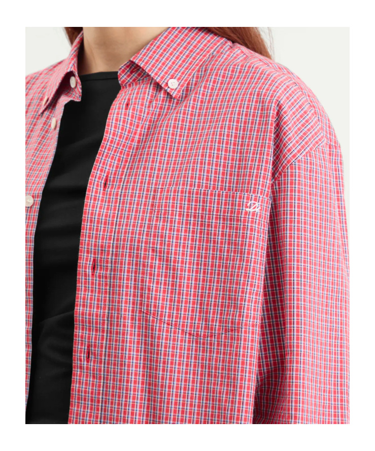 Dunst Checked-pattern Button-fastening Shirt In Pink