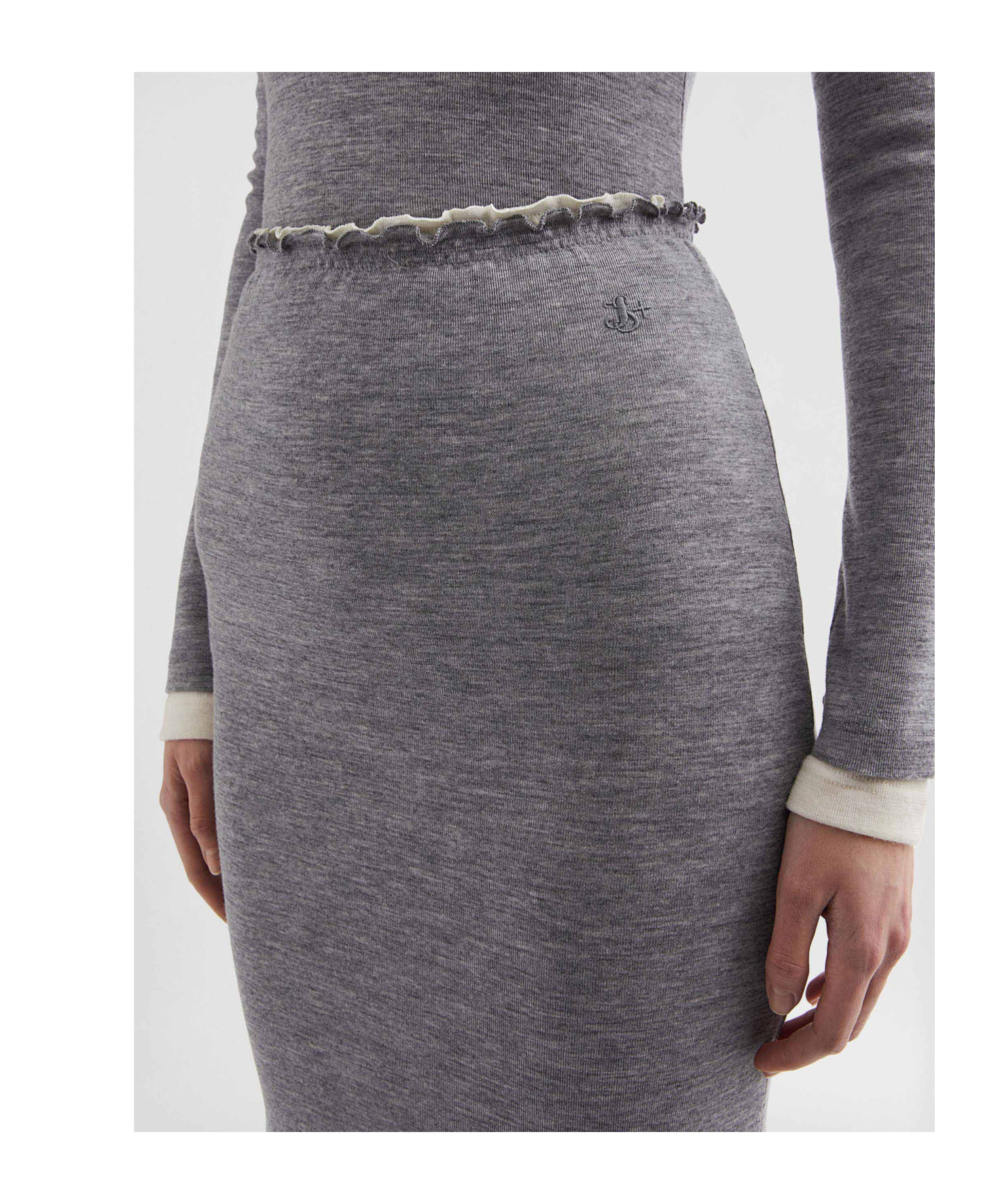 Jil Sander Lightweight Wool Layered Skirt In Gray