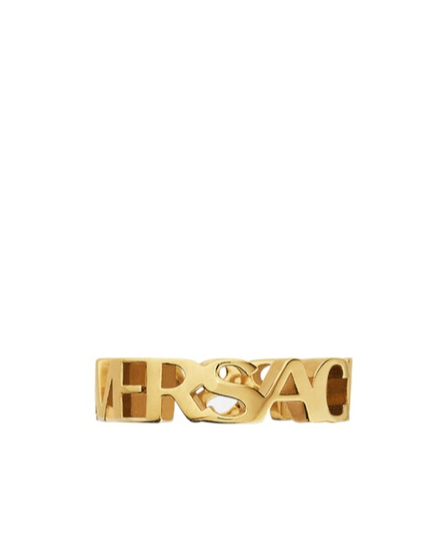 Versace Logo Letter Ring In Gold