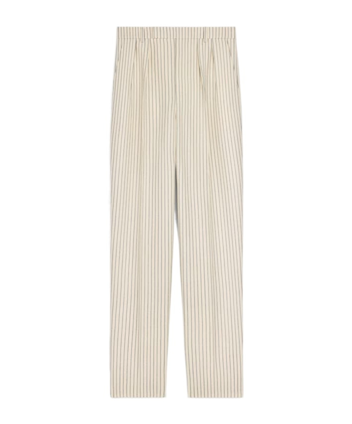 Celine Keith Striped Wool Gabardine Pants In Nude