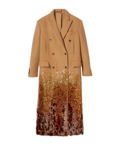 Gucci Brown Batavia Wool Coat With Embroidery In Camel