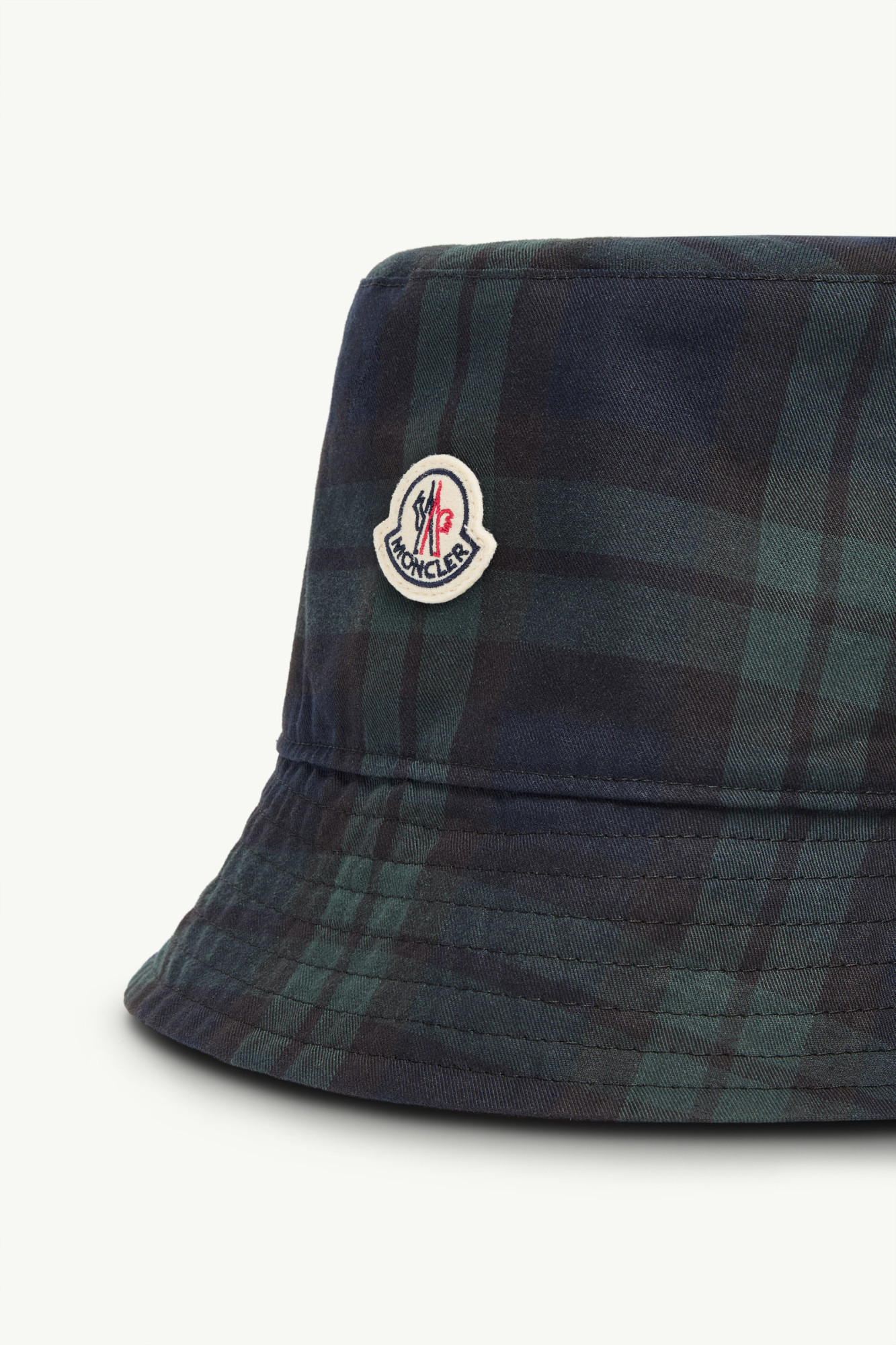 Moncler Checked Pattern Reversible Bucket Hat Design In Blue