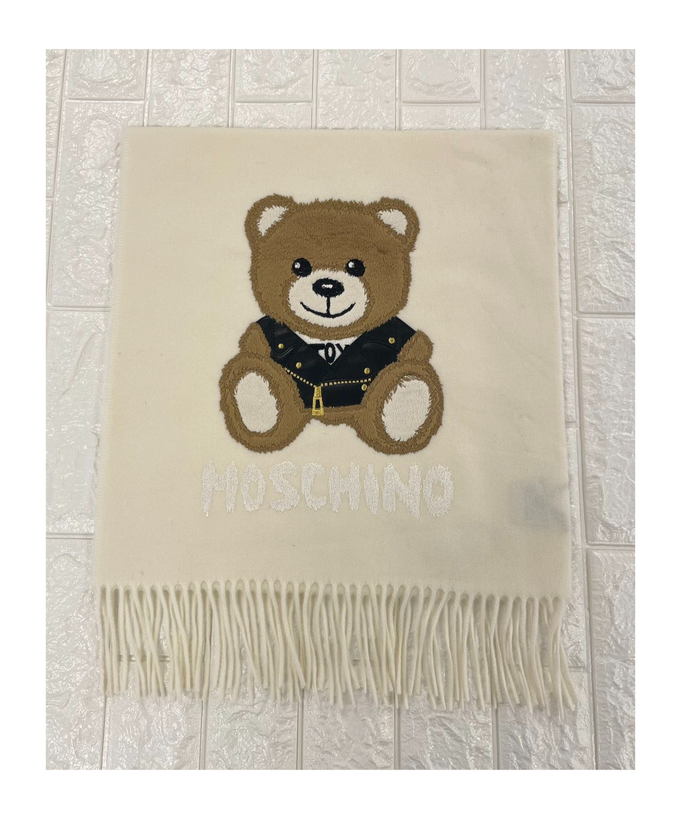 Moschino Fringed Scarf In Gray