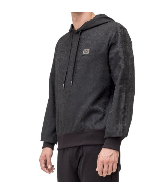 Dolce & Gabbana Long-sleeved Hooded Hoodie In Black