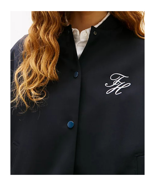 Tommy Hilfiger Timeless Wool Blend Relaxed Bomber Jacket In Blue