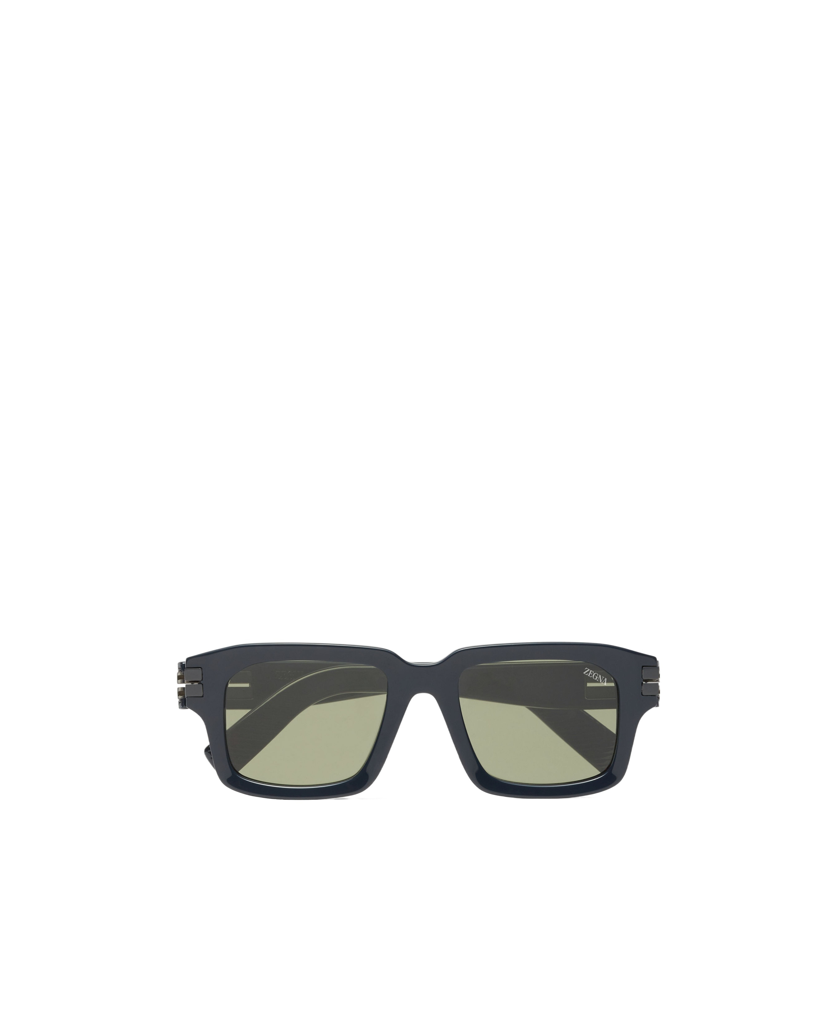 Zegna Lunettes De Soleil En Acétate Bleues In Black