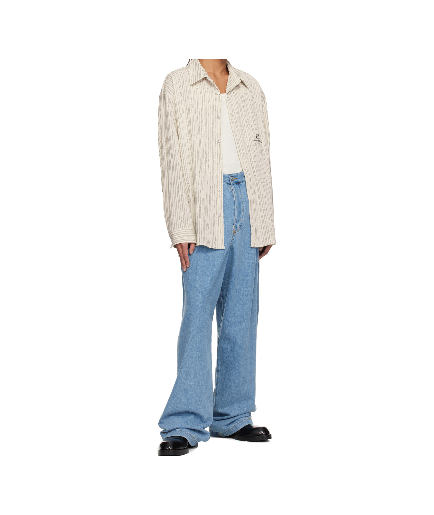 Wooyoungmi Off-white Striped Shirt In Nude