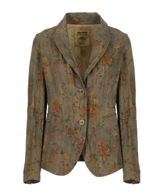 Uma Wang Floral Patterned Cotton Blazer With Peak Lapel In Green
