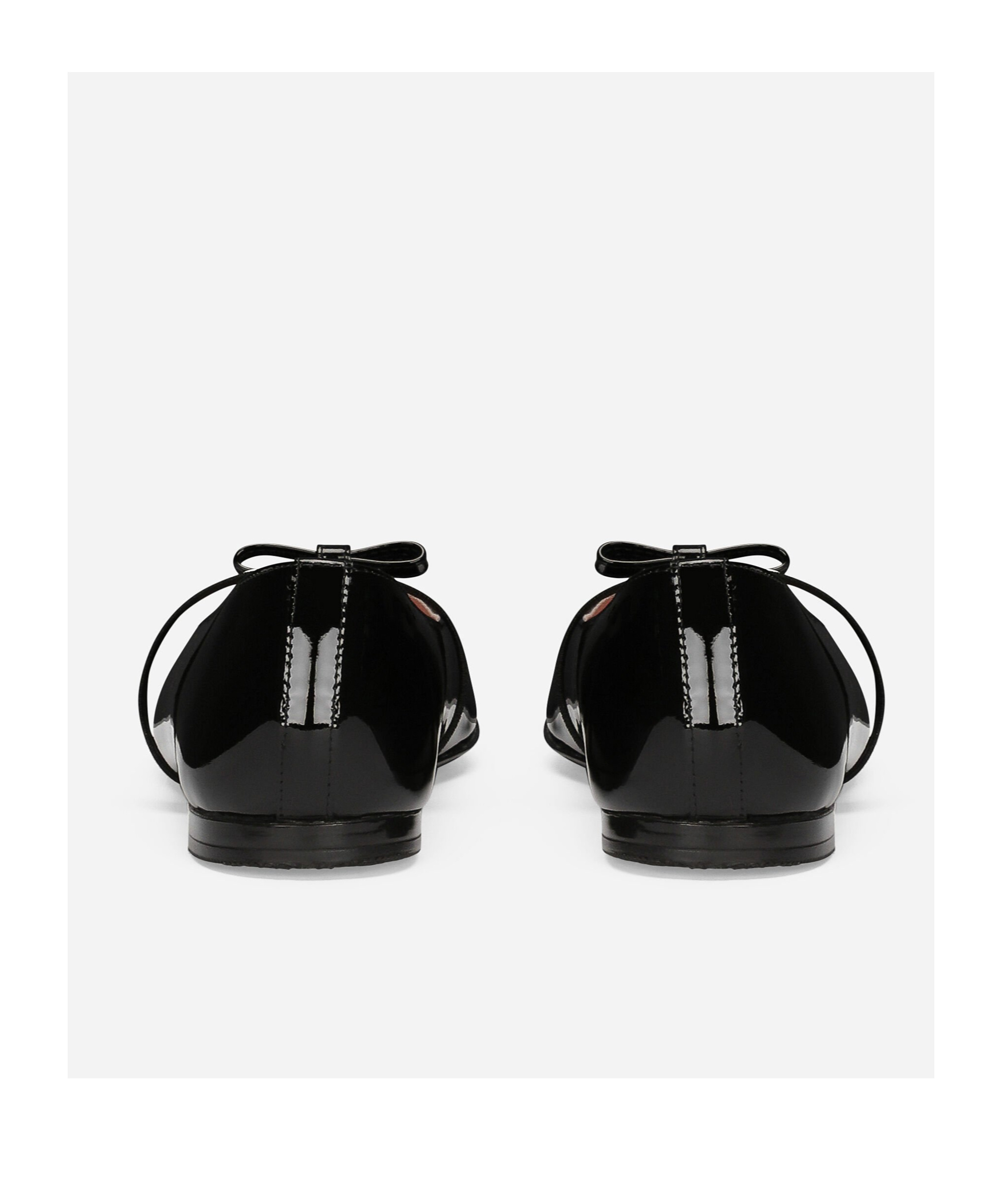 Dolce & Gabbana Logo-strap Bow Ballerina Shoes In Black