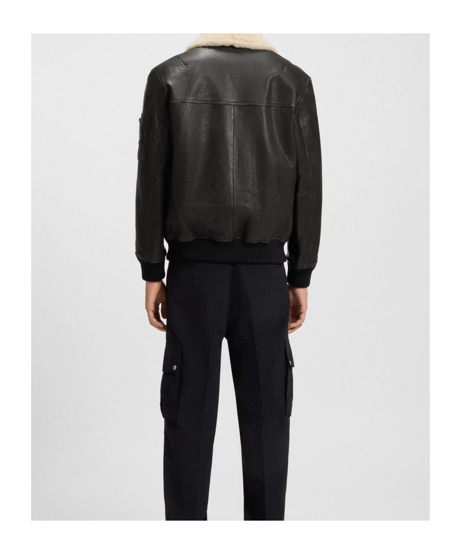 Hugo Boss Bomber Leather Jacket In Black