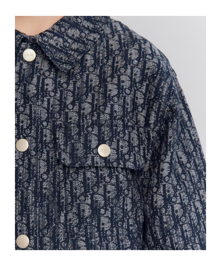 Dior Jacquard Snap Casual Coat In Black