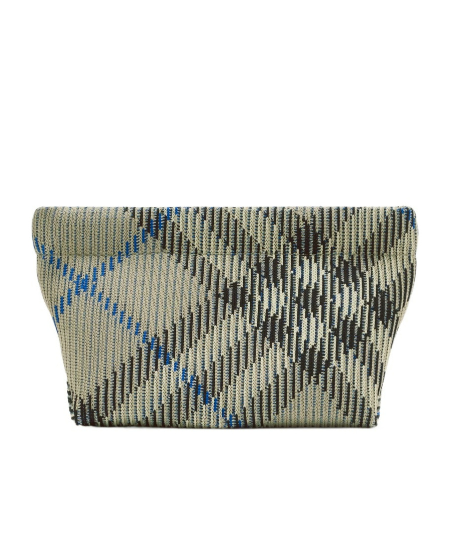 Burberry Ribbed Checked Jacquard-knitted Clutch In Nude