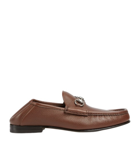 Gucci Men's Horsebit 1953 Grained Leather Bit Loafers In Brown