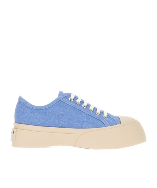 Marni Textured Blue Sneakers With Cream Sole In Blue