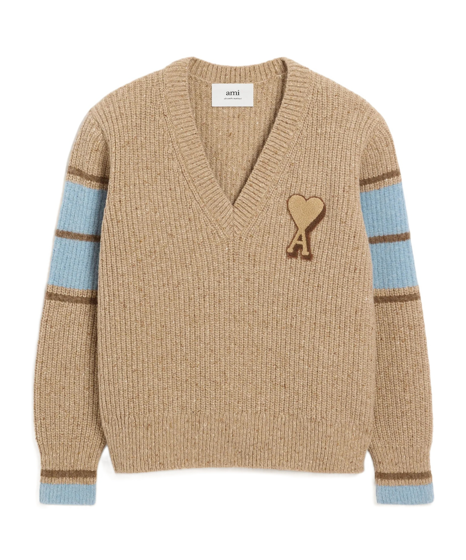 Ami Alexandre Mattiussi Brown Wool College Sweater Brown In Brown