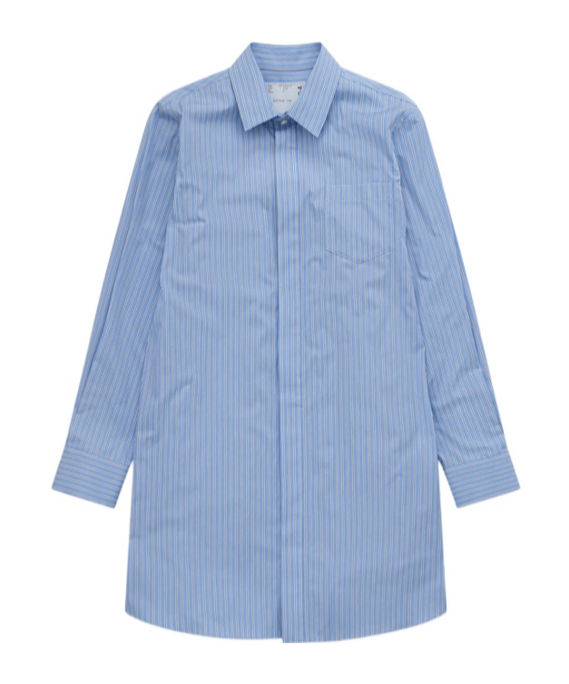 Sacai Long Sleeve Dress In Blue