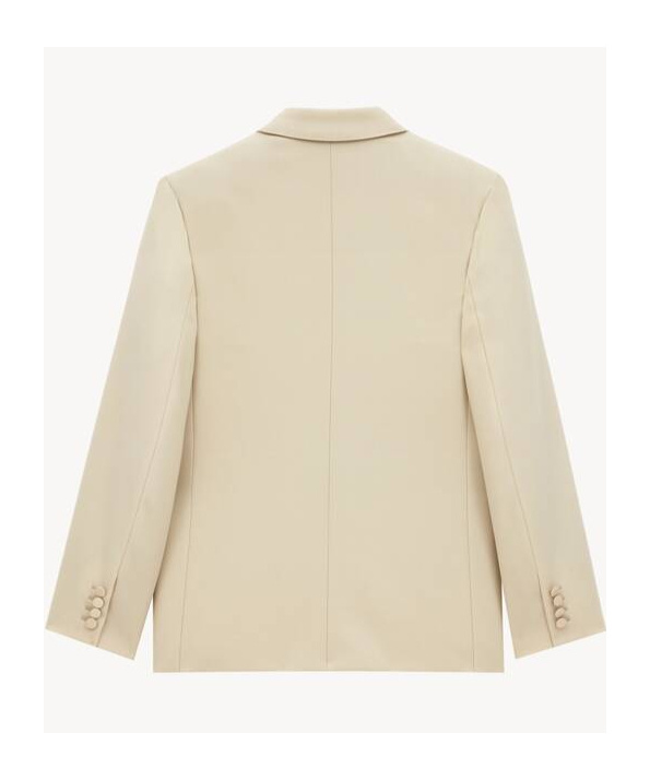 Saint Laurent Lapel Long-sleeved Suit Coat In Nude