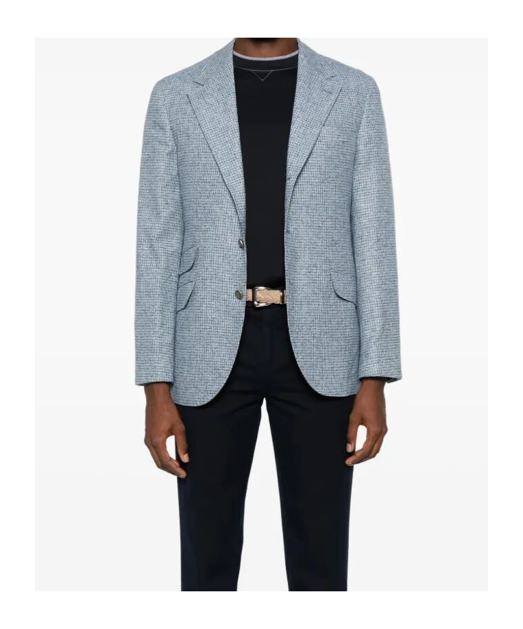 Brunello Cucinelli Checked Blazer In Blue