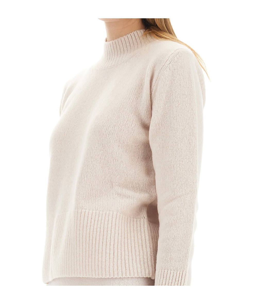 Alysi Chocolat Woman Turtleneck Light Pink Size S Virgin Wool In Ivory