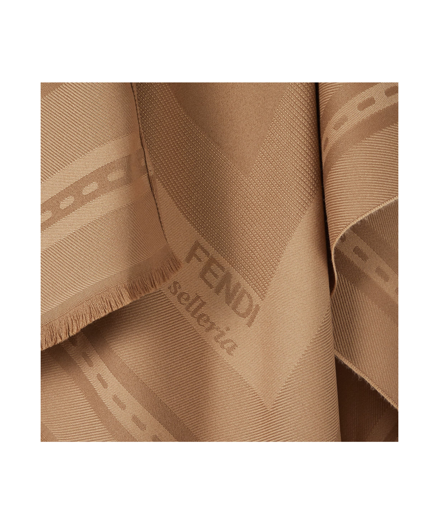 Fendi Women Wool And Cashmere Poncho With Jacquard Manufacturing In Brown