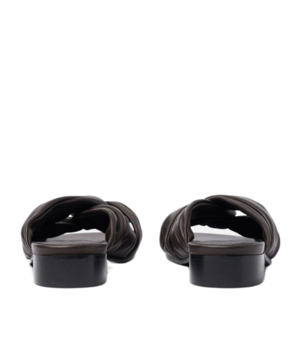 Scarosso Knotted-detail Slide Sandals In Dark Brown - Calf