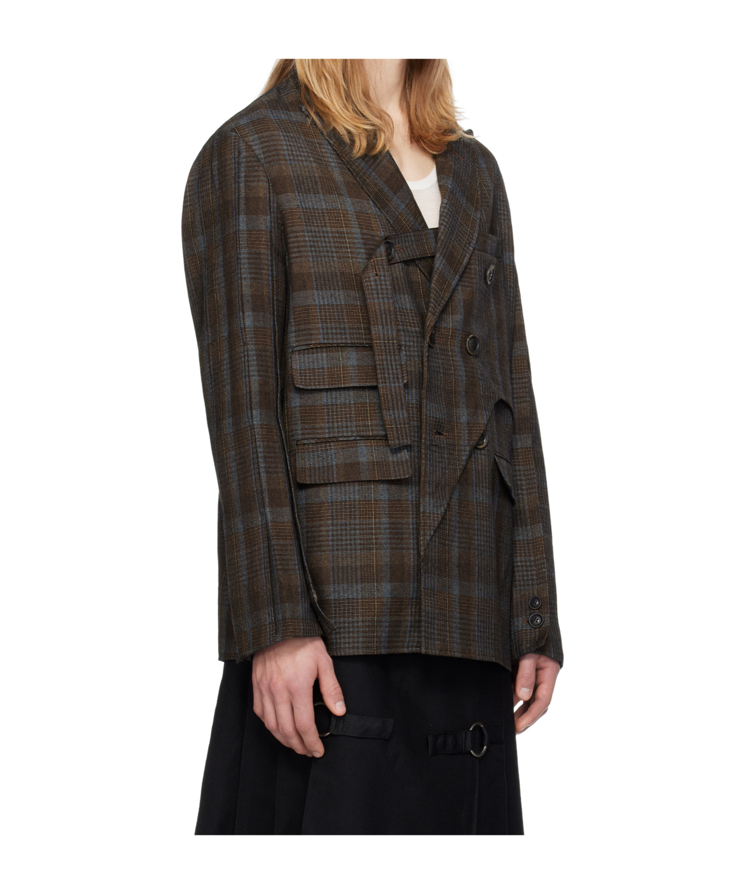 Andersson Bell Soe Plaid Double-breasted Wool Suit Jacket In Multi
