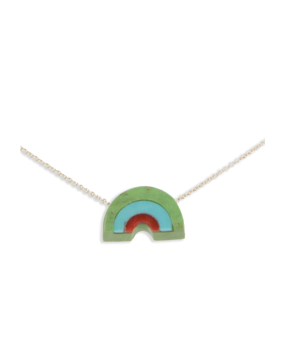 Aliita Rainbow Pattern Pendant Necklace In White