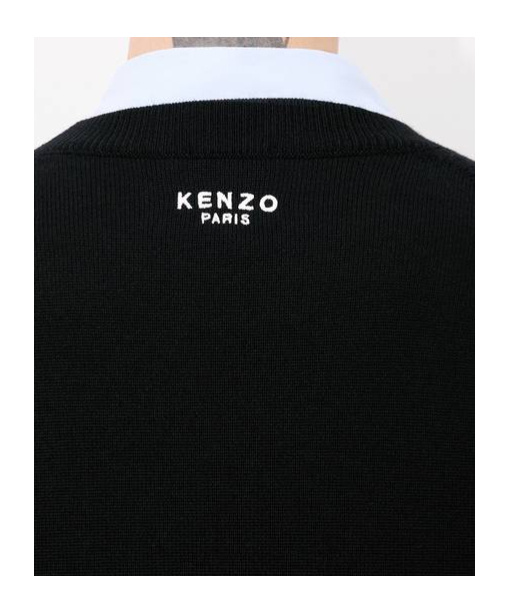 Kenzo Black Sweatshirt In Light Fllece With Broke Flower Embroidery To The Chest  Man In Black