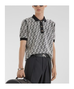Fendi Ff-motif Knitted Polo Shirt In Black