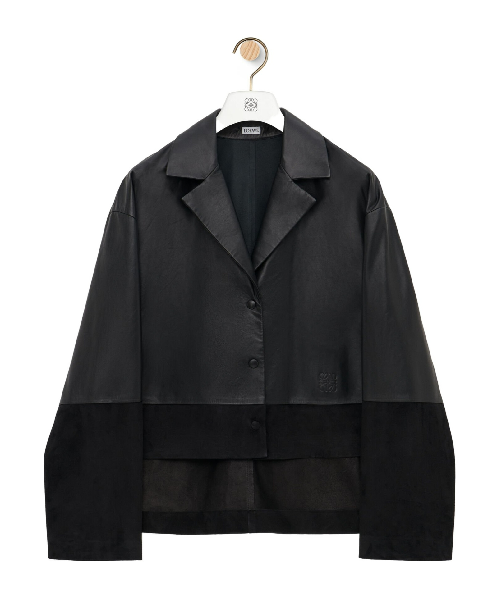Loewe Anagram-debossed Leather Blazer In Black
