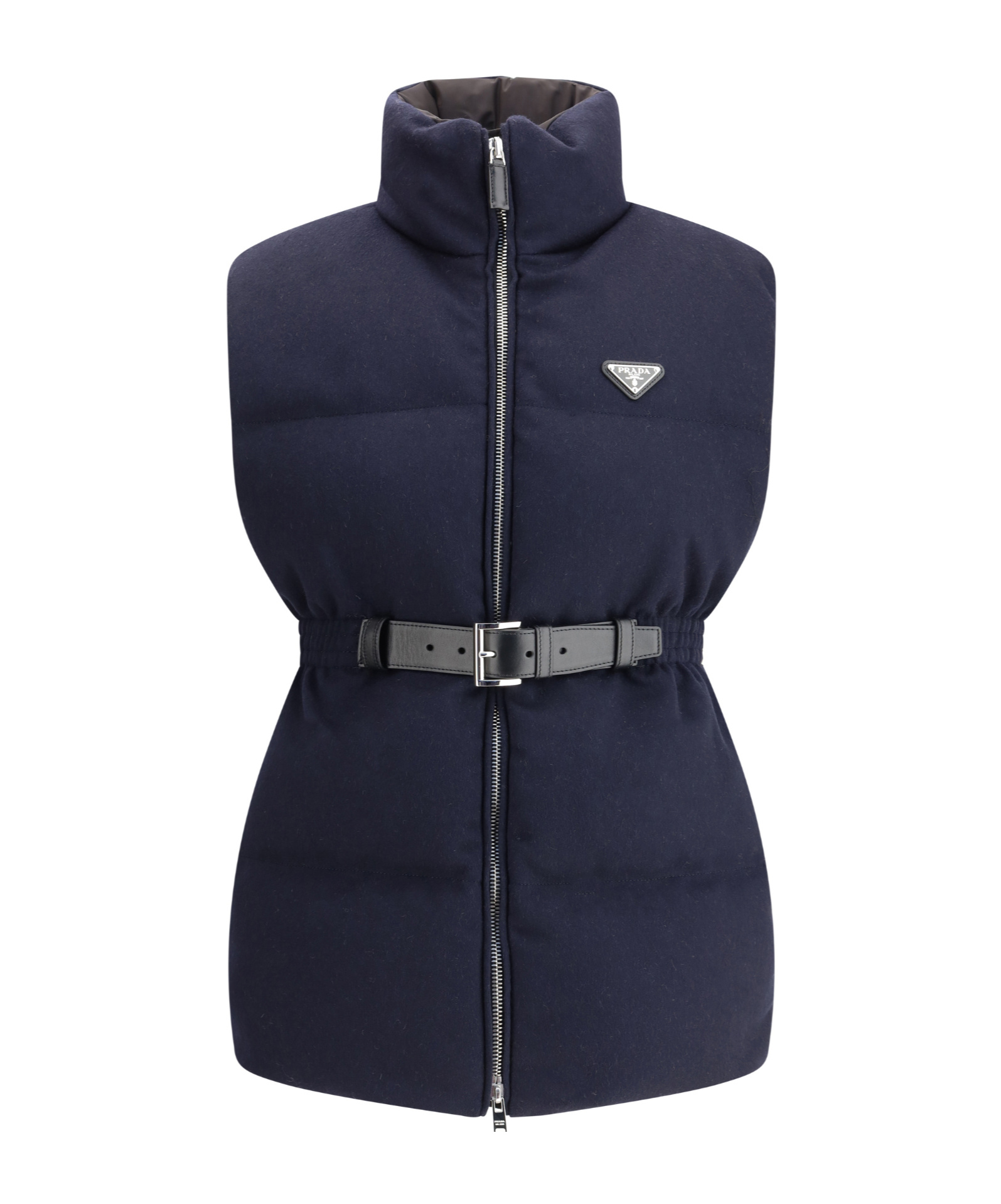 Prada Flannel Down Vest In Blue