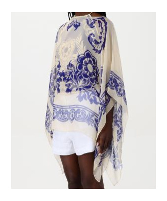 Etro Women Blue Cape With All-over Paisley Print In Silk Woman In Multi