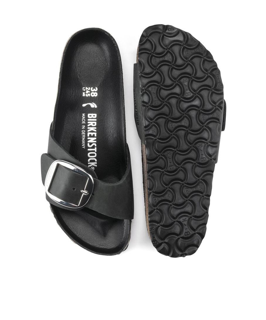 Birkenstock Madrid Oiled Open Toe Sandals In Black