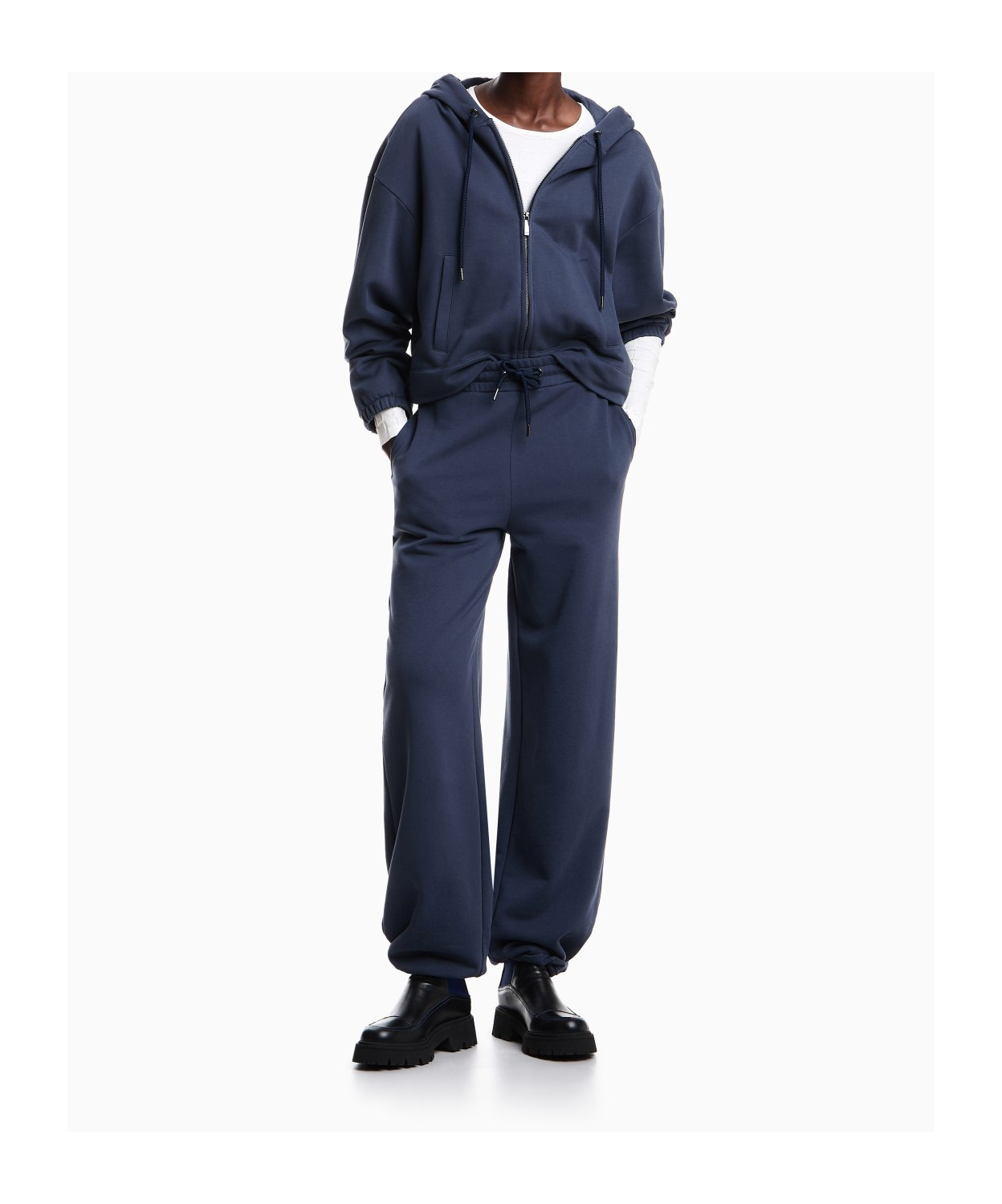 Emporio Armani Asv French Terrycloth Hooded Sweatshirt In Blue