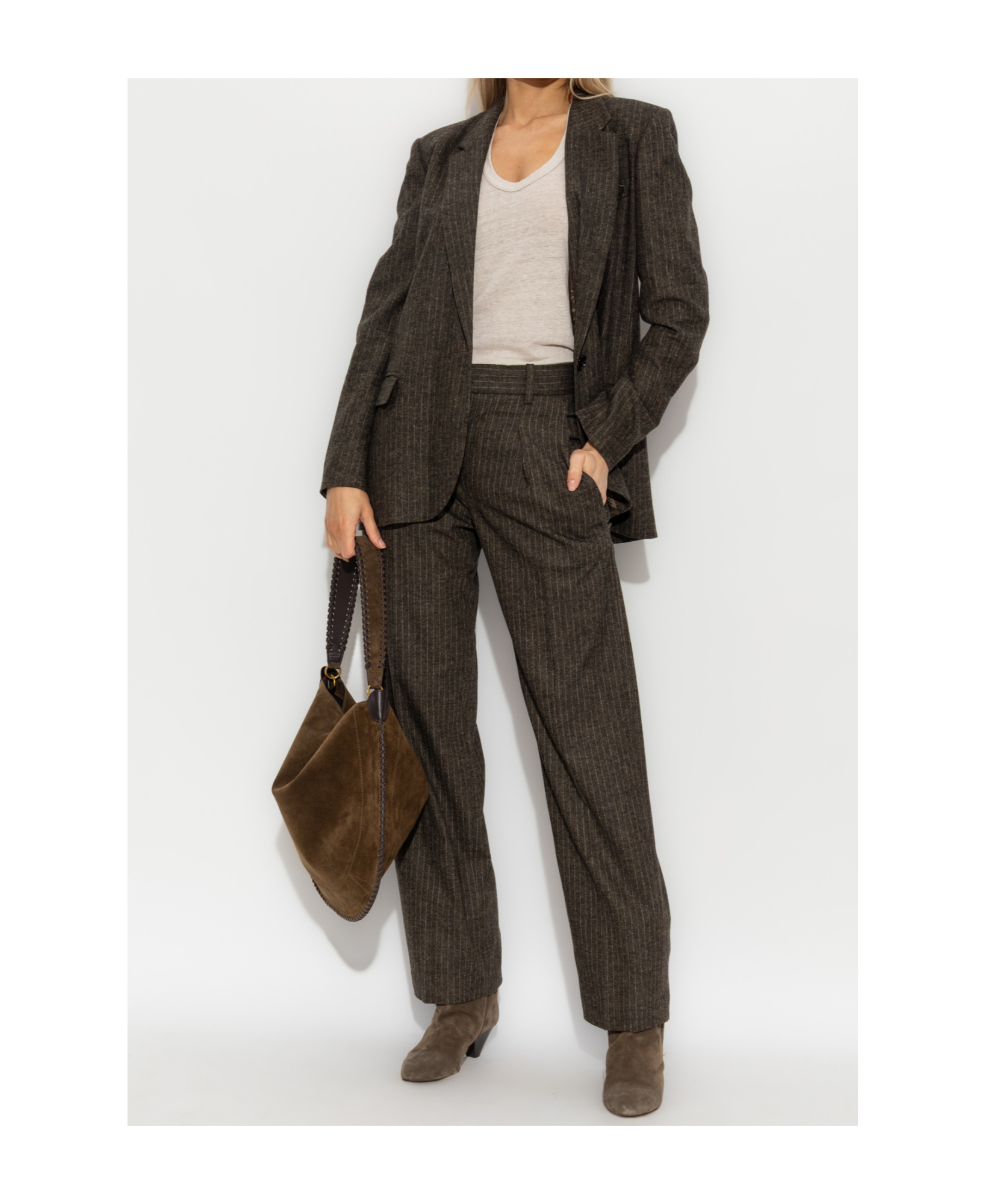 Isabel Marant Striped Casual Pants In Gray