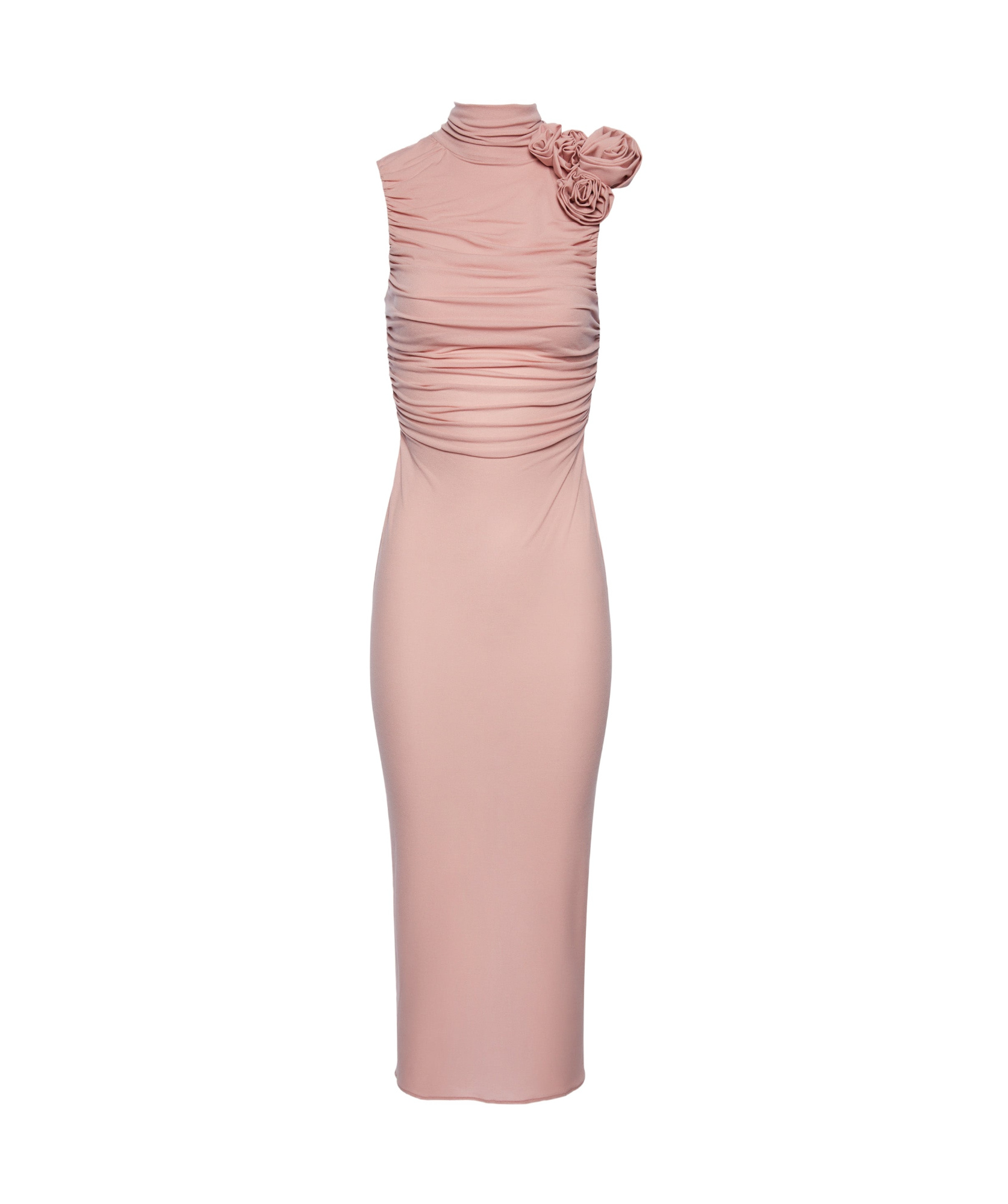 Magda Butrym Rosette Stretch-silk Maxi Dress In Pink