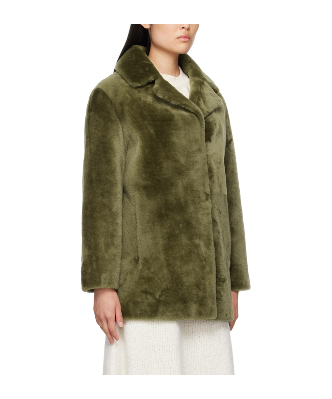 Shop Yves Salomon Corner Lapel Fur In Green