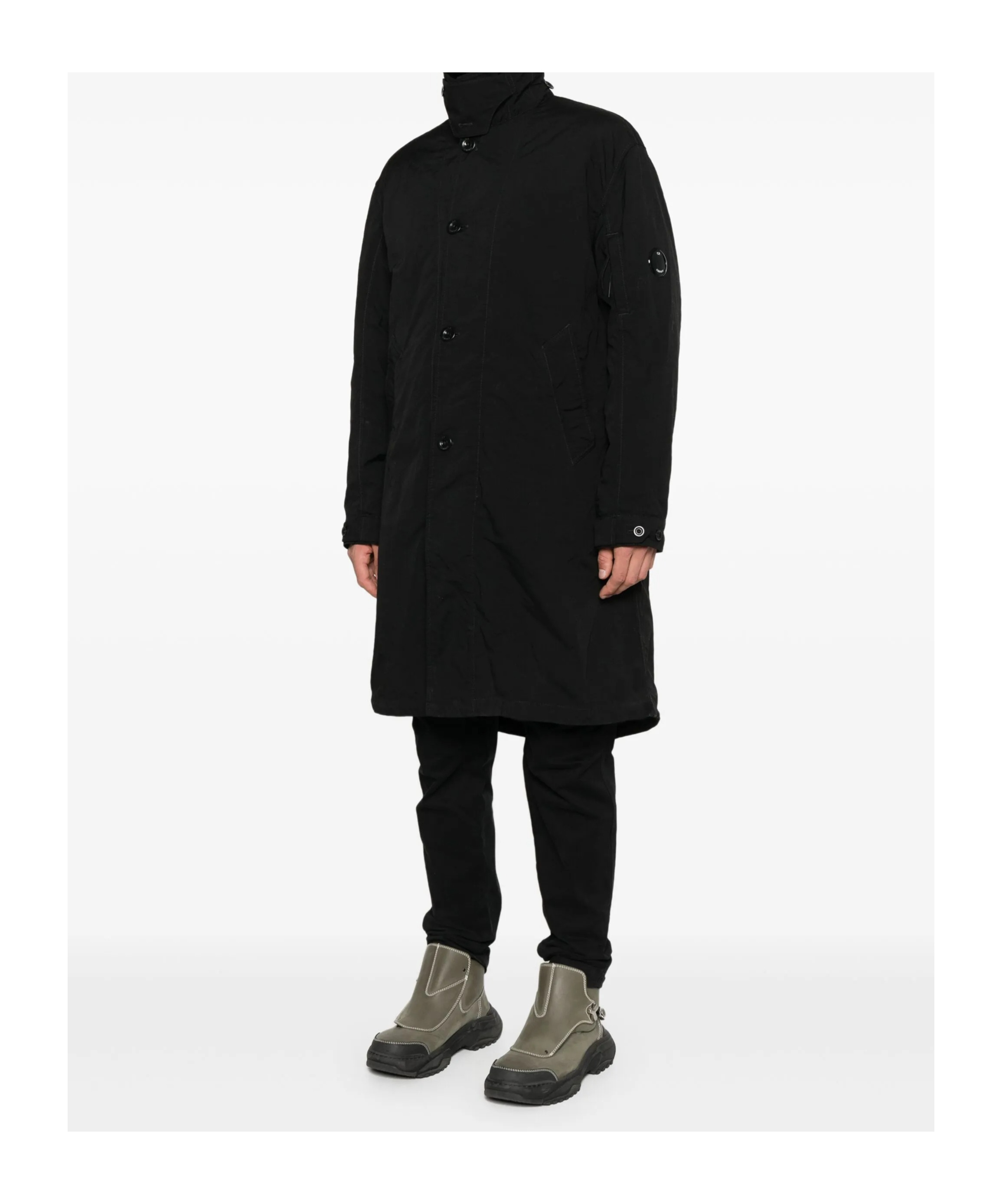 C.p. Company Cp Company Outerwear Long Jacket In Twill In Black
