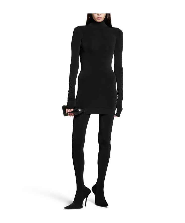 Balenciaga Long-sleeved Mini Dress In Black