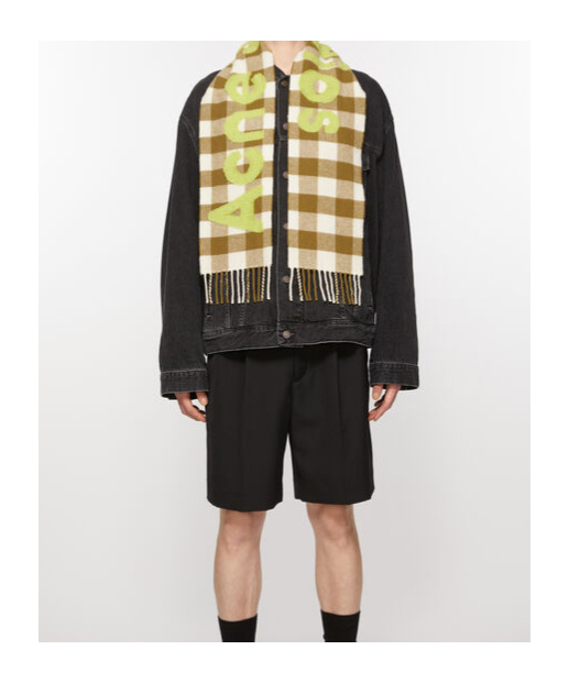 Acne Studios Jacquard-logo Checked Scarf In Multicolor