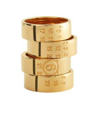 Mm6 Maison Margiela Engraved Rings In Gold