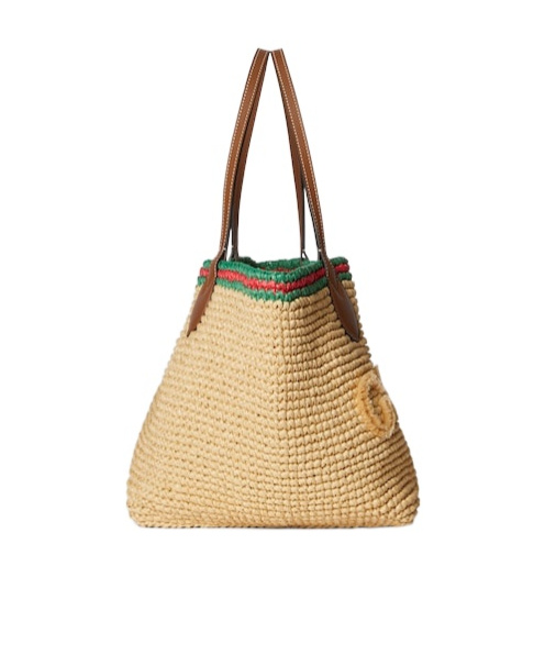Gucci Woven Medium Tote Bag In Brown