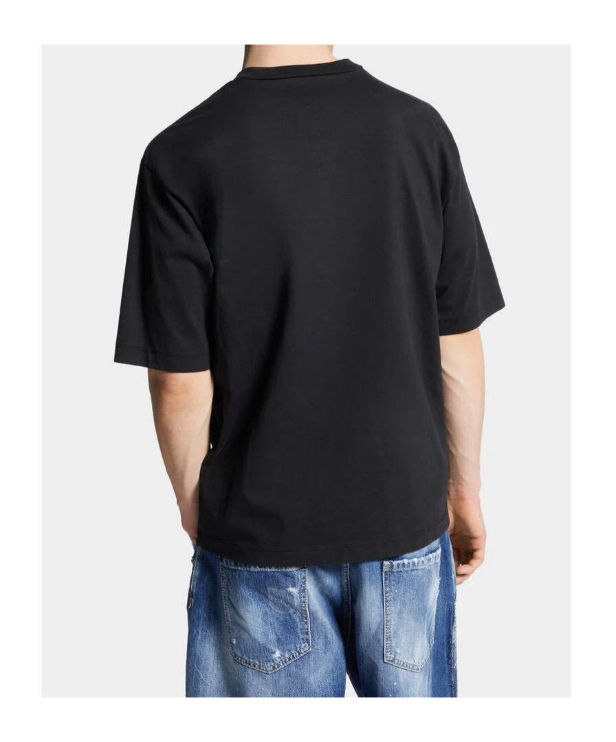 Dsquared2 Mens Black Embossed Text-print Loose-fit Cotton T-shirt Xxl In Black