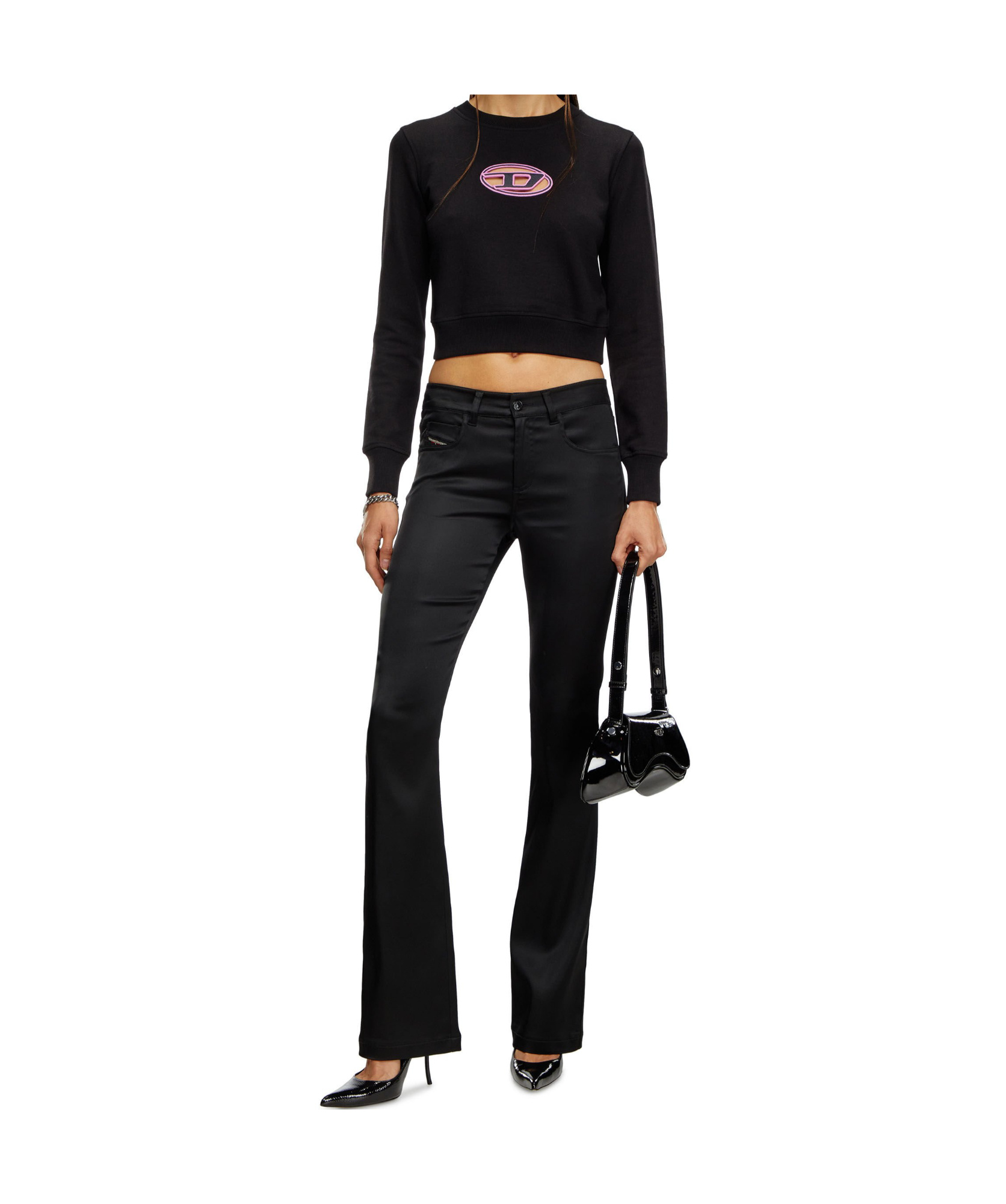 Shop Diesel F-slimmy-od Cropped Sweatshirt In Black