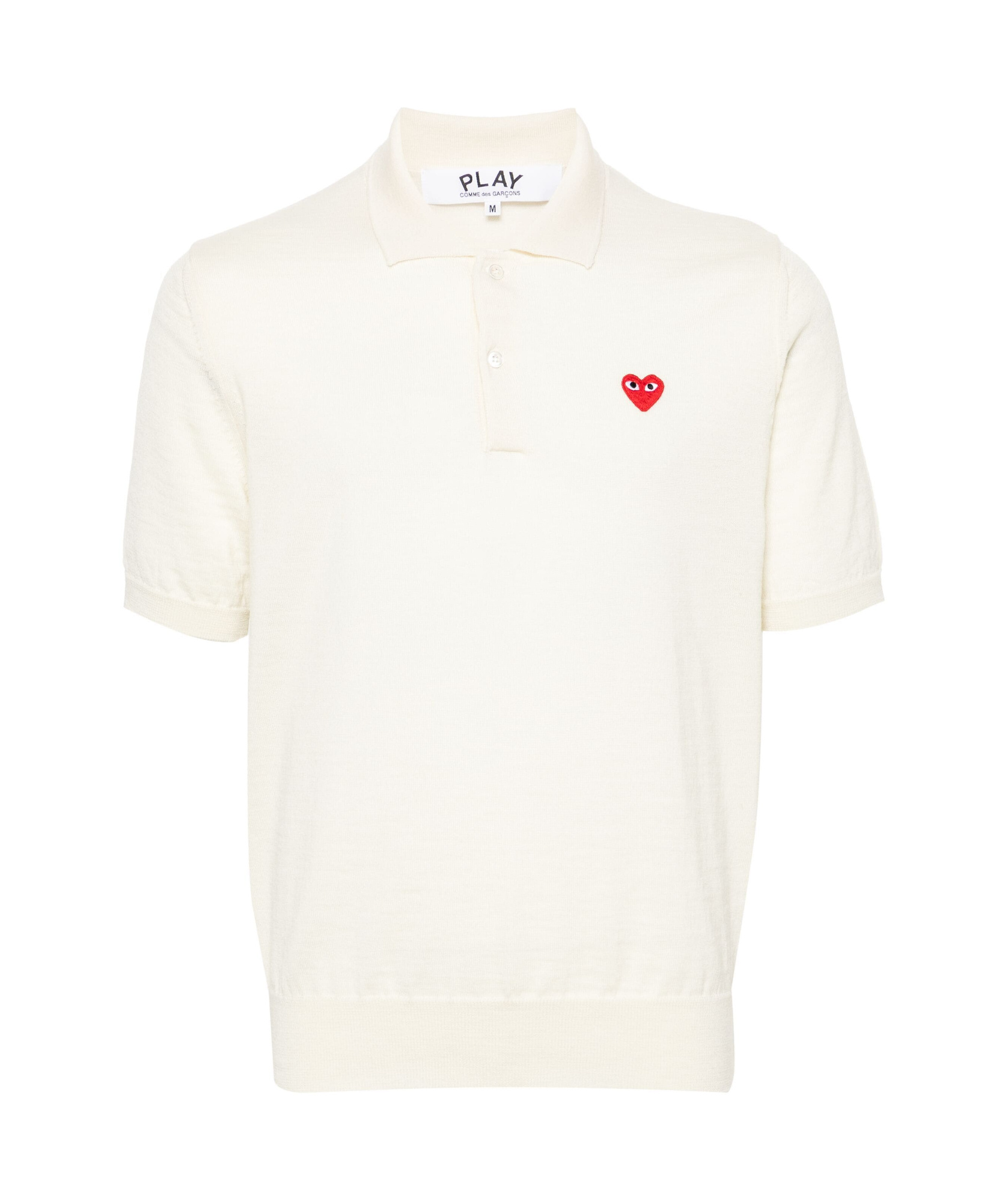 Comme Des Garçons Play Heart-patch Wool Polo Shirt In White