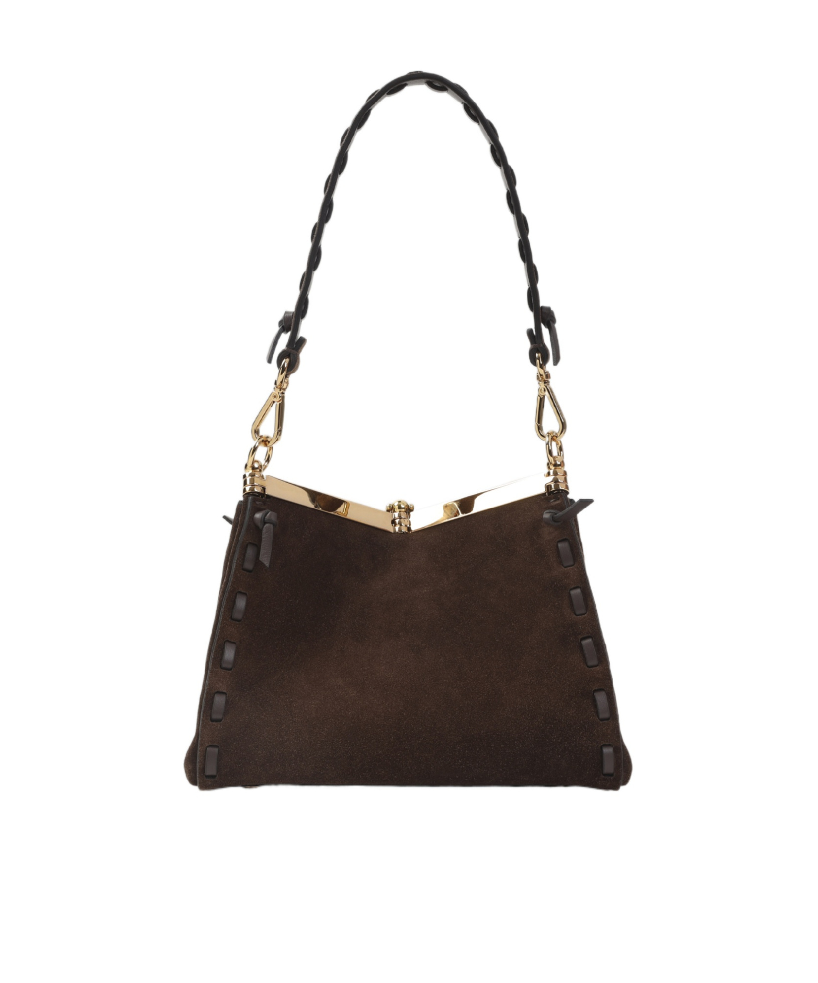 Etro Suede Shoulder Bag Gold Tone Hardware In Brown